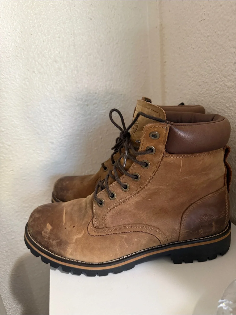 Timberland Men’s Tan/Brown Leather Lace-Up anti fatigue Boots